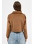 Taba Kadın Peluş Yarım Fermuarlı Crop Sweatshirt 3056A 6