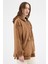 Taba Peluş Fermuarlı Kapüşonlu Kadın Sweatshirt 3057A 3