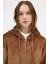 Taba Peluş Fermuarlı Kapüşonlu Kadın Sweatshirt 3057A 5