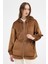 Taba Peluş Fermuarlı Kapüşonlu Kadın Sweatshirt 3057A 7