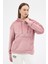 Pembe Kadın Peluş Kanguru Cepli Kapüşonlu Sweatshirt 3061A 2
