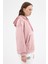 Pembe Kadın Peluş Kanguru Cepli Kapüşonlu Sweatshirt 3061A 3