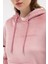 Pembe Kadın Peluş Kanguru Cepli Kapüşonlu Sweatshirt 3061A 5