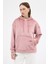Pembe Kadın Peluş Kanguru Cepli Kapüşonlu Sweatshirt 3061A 8