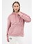 Pembe Kadın Peluş Kanguru Cepli Kapüşonlu Sweatshirt 3061A 9