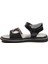 Siyah Simli Cırtlı Kız Çocuk Düz Sandalet 2