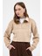 Vizon Kadın Peluş Yarım Fermuarlı Crop Sweatshirt 3056A 2