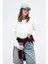 Ekru Kadın Crop Bisiklet Yaka Sweatshirt 9210M 2
