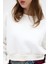 Ekru Kadın Crop Bisiklet Yaka Sweatshirt 9210M 5