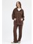 Kahve Cepli Kapüşonlu Tunik Pantolon Takımı 8105A 2