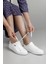 Kadın Beyaz Bağcıklı Termo Taban Hakiki Deri Sneaker 2