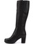 Kadın Siyah Fermuarlı Kalın Topuklu Hakiki Deri Çizme 4
