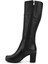 Kadın Siyah Fermuarlı Kalın Topuklu Hakiki Deri Çizme 3