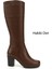 Kadın Kahve Fermuarlı Kalın Topuklu Hakiki Deri Çizme 1