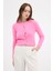 Pembe Kadın Yumoş Dokulu Düğmeli Triko Hırka 2241 2