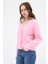Pembe İnci Düğmeli Tüylü Kadın Crop Hırka 24170 7