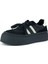 Siyah Vegan Çift Bağcıklı Yuvarlak Burun Flatform Taban Günlük Sneaker Spor Ayakkabı 1