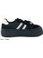 Siyah Vegan Çift Bağcıklı Yuvarlak Burun Flatform Taban Günlük Sneaker Spor Ayakkabı 2