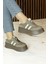 Kahverengi Vegan Süet Yuvarlak Burun Bağcıklı Flatform Taban Günlük Sneaker Spor Ayakkabı 1