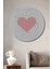Dekoratif Ahşap Yuvarlak Tablo Pembe Kalp Noktalar 1