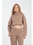 Pamuklu Boğazlı Crop Sweatshirt 1