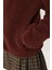 Polo Yaka Fermuarlı Peluş Sweatshirt LCI0042 Kahverengi 5