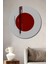 Dekoratif Ahşap Yuvarlak Tablo Kırmızı Daire Soyut Çizgiler 1