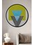 Dekoratif Ahşap Yuvarlak Çerçeve Görünümlü Tablo Renkli Geometri 1