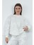 Valeria Kadın 3 Iplik Şardonsuz Pamuk Oversize Bisiklet Yaka Sweatshirt-Ekru-Gri Baskılı 1