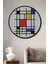 Dekoratif Ahşap Yuvarlak Çerçeve Görünümlü Tablo Mondrian Ilhamı 1