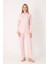 Kadın Uzun Kollu Önden Düğmeli Puantiyeli Pijama Takım 68257 2