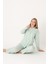 Kadın Uzun Kollu Önden Düğmeli Puantiyeli Pijama Takım 68257 1