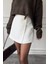 Gold Broşlu Premium Şort Etek- Beyaz 6