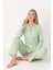 Kadın Desenli Uzun Kollu Önden Düğmeli Pijama Takım 68259 1