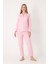 Kadın Desenli Uzun Kollu Önden Düğmeli Pijama Takım 68259 3