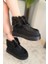 Kadın Impera Siyah Süet Kürklü Fermuarlı 4 cm Kalın Tabanlı Kısa Bot 3