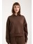 %100 Pamuk Kapüşonlu Ön Cep Detaylı Kadın Sweatshirt 3