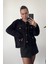 Ekose Desen Simli Triko Hırka- Siyah 7