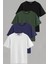Erkek Beyaz-Siyah-Laci-Yeşil Slim Fit Bisiklet Yaka Pamuk Elastan 4'lü Basic Tişört 1
