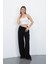 Zenara Kadın 3 Iplik Şardonsuz Pamuk Geniş Paça Siyah Eşofman Altı 5