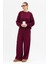 Rahat Esnek Uzun Kollu Premium Kumaş Modal Bordo Alt-Üst Takım 3