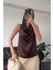 Premium Saten Bluz- Kahverengi 8