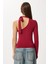 Fularlı Asimetrik Örme Bluz LUB0310 Bordo 5