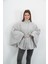 Dik Yaka Kuşaklı Kaşe Panço-Gri 5