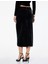 Slim Fit Drapeli Yırtmaçlı Kruvaze Midi Kadife Etek 4