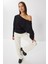 Açık Omuzlu Örme Sweatshirt LEN0044 Siyah 1