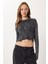 Yırtık Detaylı Crop Triko Kazak LDM0010 Antrasit 2