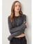 Yırtık Detaylı Crop Triko Kazak LDM0010 Antrasit 3