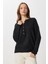 Düğmeli Yumuşak Dokulu Triko Kazak LMT0045 Siyah 2