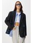 Oversize Vatkalı Işlemeli Dokuma Ceket LRG0054 Siyah 1